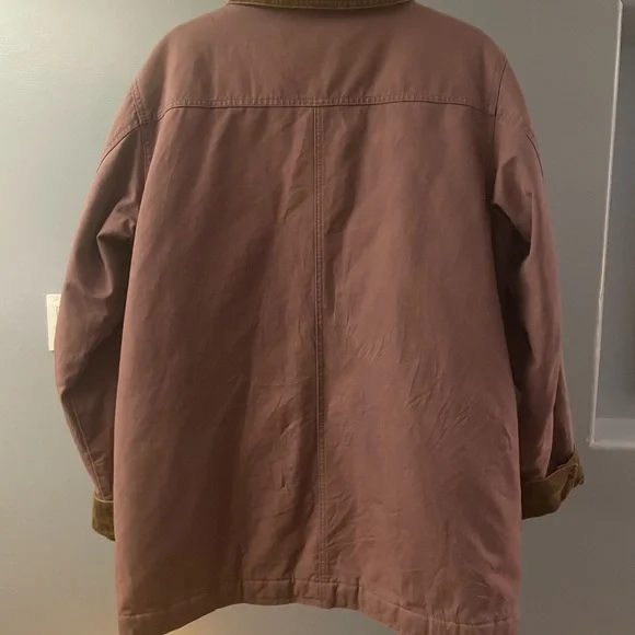 L.L. Bean Mauve Coat with Olive Trim - Picture 3 of 7